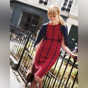 Boden Women's Holborn Sheath Dress Sleeveless
Blue Pipping Red